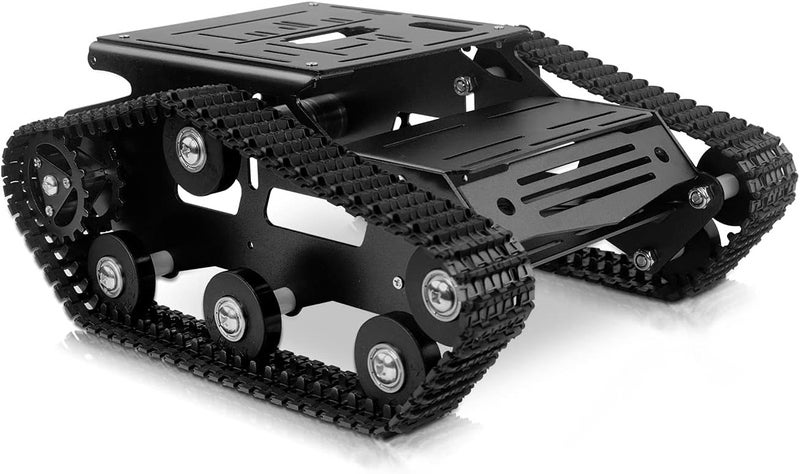 XiaoR Geek مجموعة هيكل سيارة روبوت ذكي من سبائك الألمنيوم هيكل دبابة كبير مع محركات 2WD لـ Arduino/Raspberry Pi DIY سيارات روبوت متعقبة ماصة للصدمات - مجموعة تعليمية (أسود) - Image 1